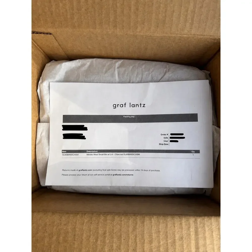 Graf Lantz Merino Wool Small Storage Bin with Lid Charcoal New
